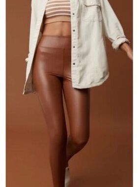 Aerie ~ High-Rise Faux Leather Leggings - Brown